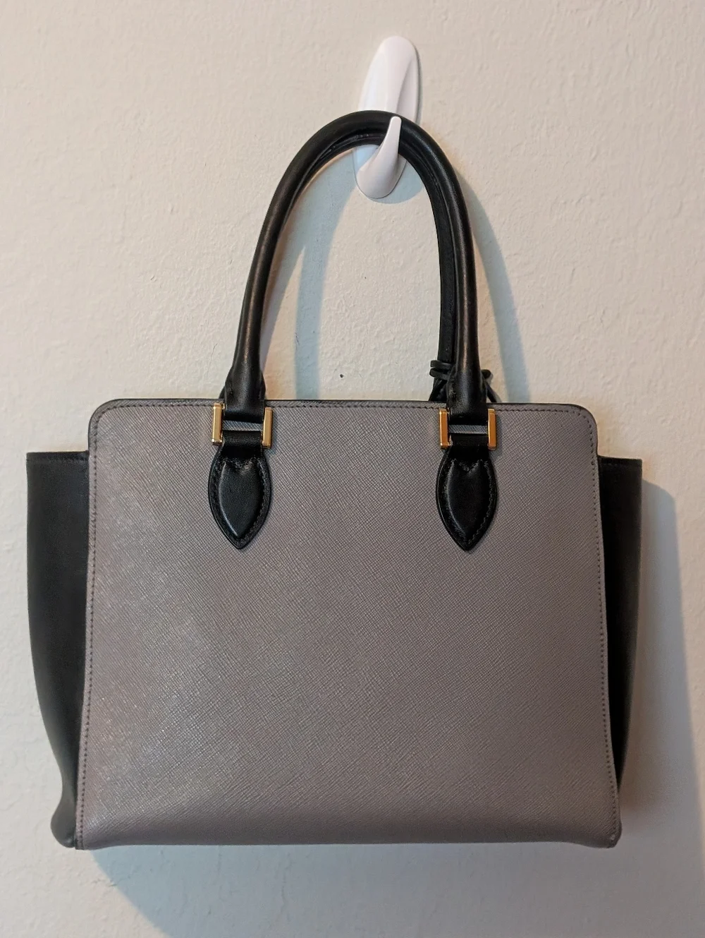 Prada Saffiano Leather Grey/Black Top Handle Tote Rehab Project Bag As Is! - Picture 2 of 16
